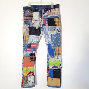 Biepa Jeans Mens Size 34 Patchwork Denim Button Fly Retro Slim Fit Unisex